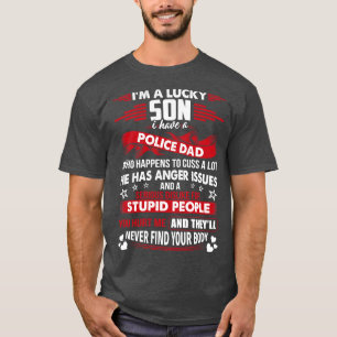 Lucky Son Of Police Dad Proud Police T Shirts For