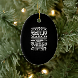 Lucky Son Raised By A  Awesome Mum Gift For Mum Ceramic Tree Decoration