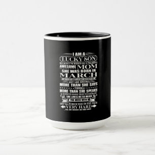 Lucky Son Raised By A  Awesome Mum Gift For Mum Mug
