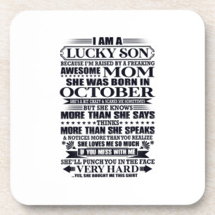 Lucky Son Raised By A Freaking Awesome Mum Coaster
