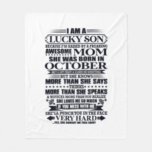 Lucky Son Raised By A Freaking Awesome Mum Fleece Blanket