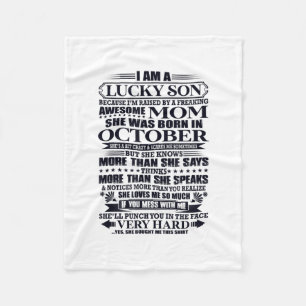 Lucky Son Raised By A Freaking Awesome Mum Fleece Blanket