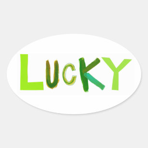 Lucky special green Irish fun unique word art Oval Sticker