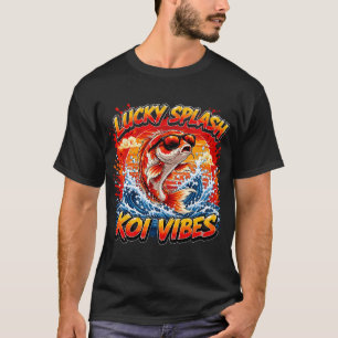 Lucky Splash Koi Vibes Colourful Koi Fish Cartoon T-Shirt