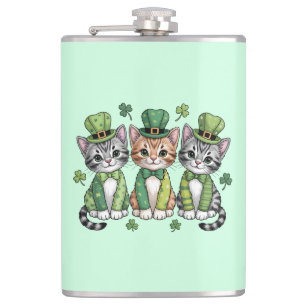 Lucky St. Patrick’s Day Kittens-47474 Hip Flask