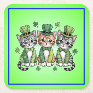 Lucky St. Patrick’s Day Kittens-47474 Square Paper Coaster