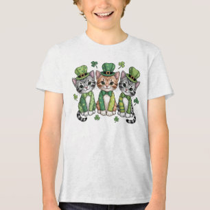 Lucky St. Patrick’s Day Kittens-47474 Tri-Blend Shirt