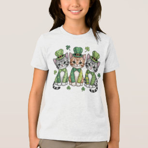 Lucky St. Patrick’s Day Kittens-47474 Tri-Blend Shirt