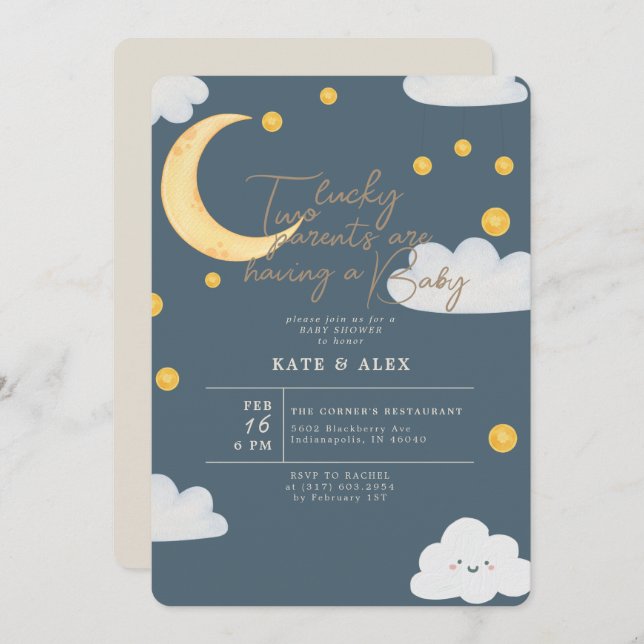 Lucky St Patrick's Boy Blue Baby Shower Invitation (Front/Back)