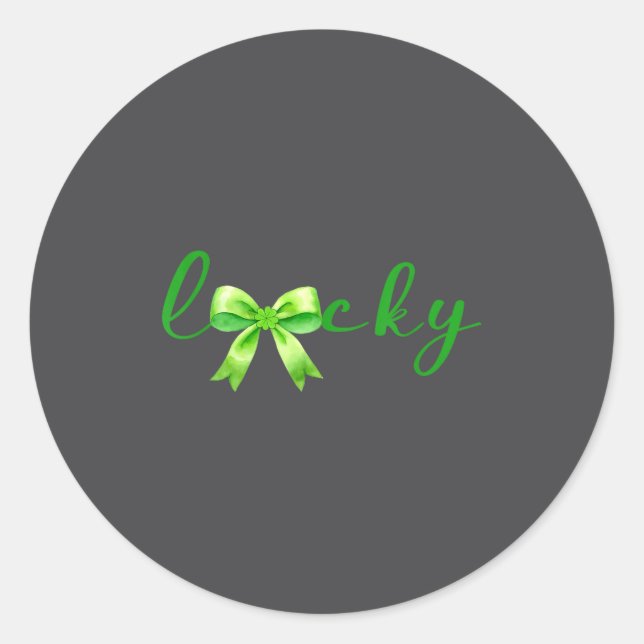 Lucky, St.patricks Day Coquette,shamrock Funny  Classic Round Sticker (Front)