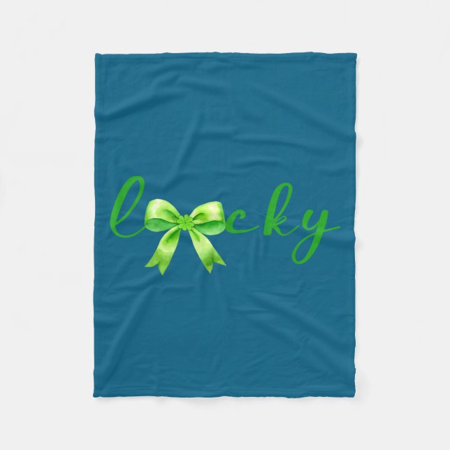 Lucky, St.patricks Day Coquette,shamrock Funny  Fleece Blanket (Front)