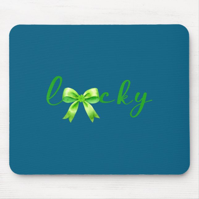 Lucky, St.patricks Day Coquette,shamrock Funny  Mouse Mat (Front)
