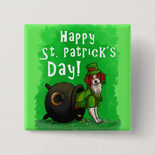 Lucky St. Patrick's Day Dog 15 Cm Square Badge