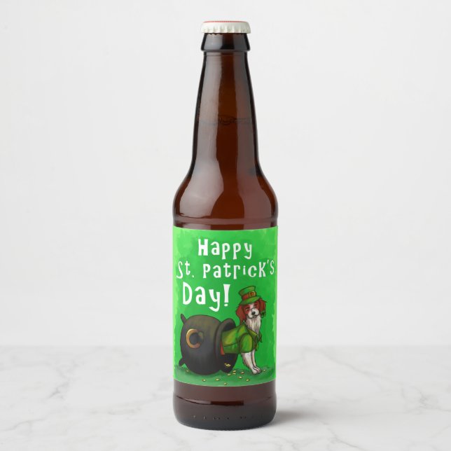 Lucky St. Patrick's Day Dog Beer Bottle Label (Front)