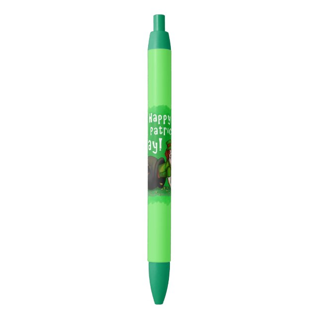 Lucky St. Patrick's Day Dog Black Ink Pen (Front Vertical)