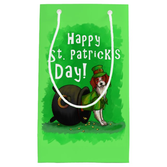 Lucky St. Patrick's Day Dog Small Gift Bag (Front)