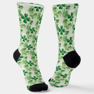 Lucky St Patrick's Day Four Leaf Clover  Socks