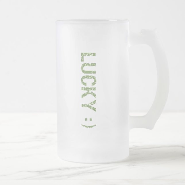 Lucky St. Patrick's Day Frosted Glass Beer Mug (Right)