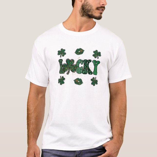 Lucky St. Patricks Day Lips T-Shirt (Front)