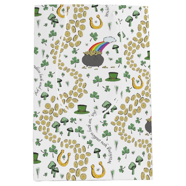 Lucky St Patricks Day Luck & Joy Medium Gift Bag (Front)