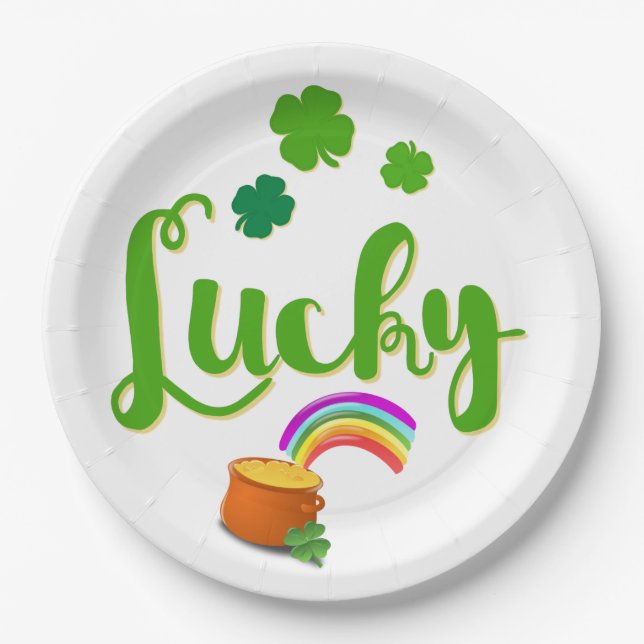 Lucky St. Patrick's Day Paper Plates (Front)