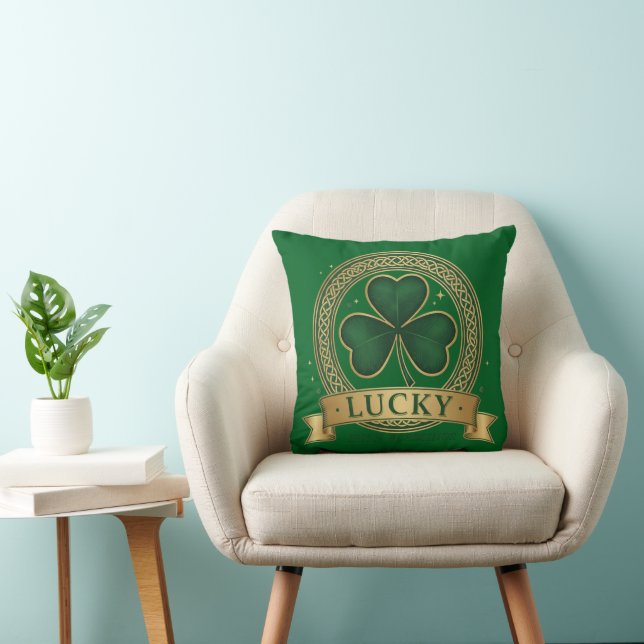Lucky St Patrick's Day Shamrock Irish  Cushion (Chair)