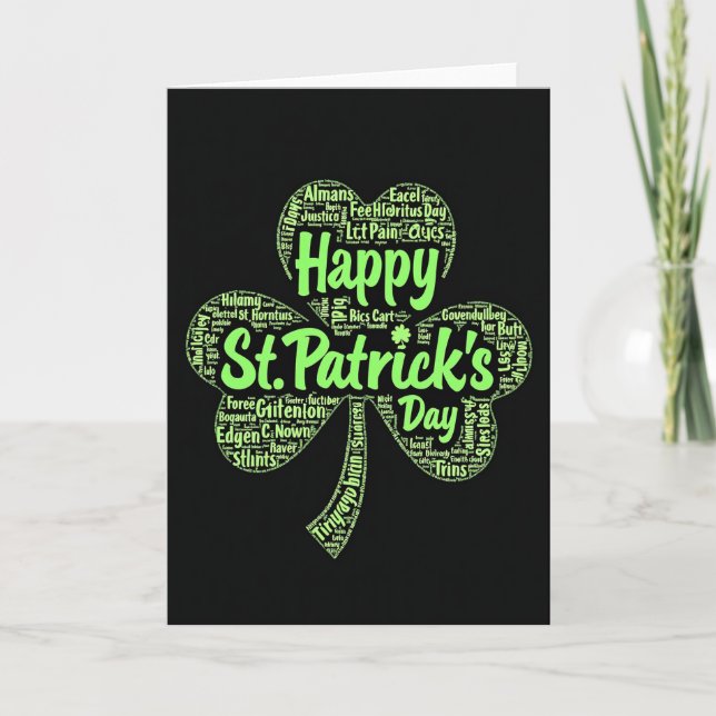 Lucky St Patricks Day Text Art Card (Front)
