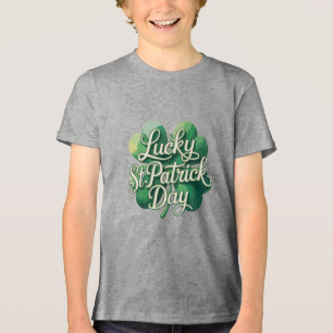 Lucky St. Patrick's Day Vintage Typography Four Tri-Blend Shirt
