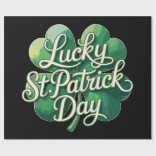 Lucky St. Patrick's Day Vintage Typography Four Wrapping Paper