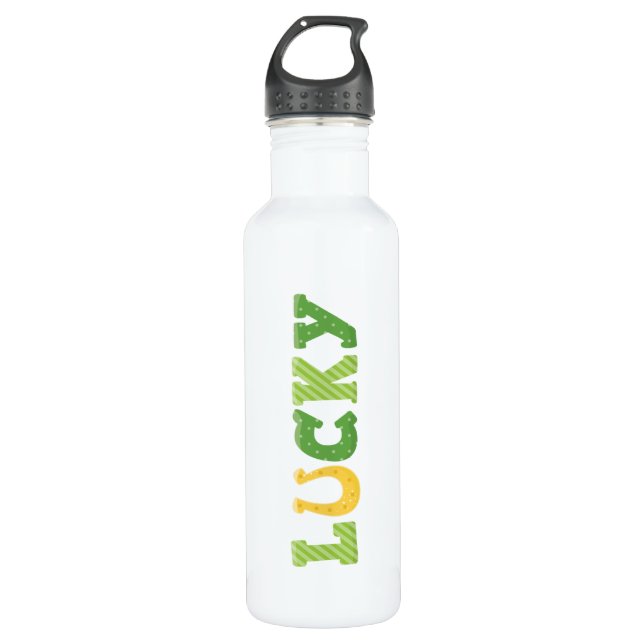 Lucky St. Patrick's Theme Green and Gold 710 Ml Water Bottle (Front)