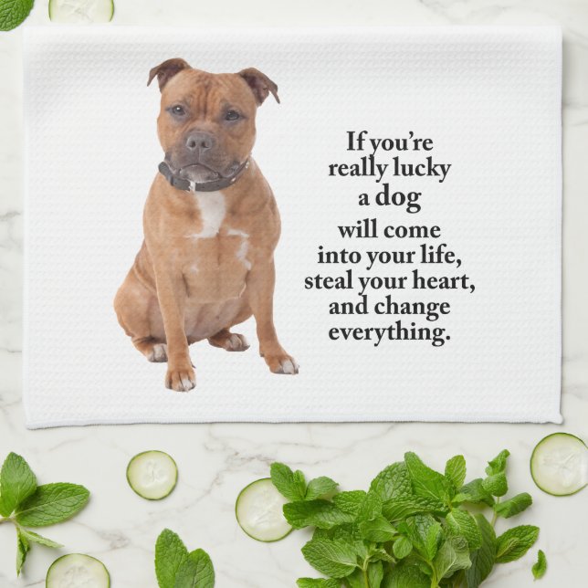 Lucky Staffie Tea Towel (Folded)