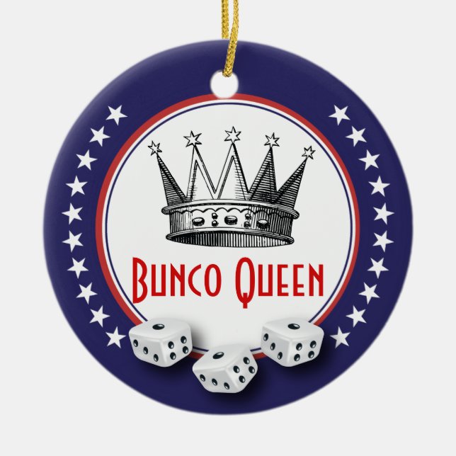 Lucky Stars Bunco Queen Ceramic Tree Decoration (Front)