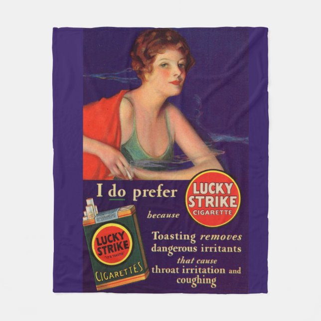 Lucky Strikes 1920s cigarette ad Fleece Blanket (Front)
