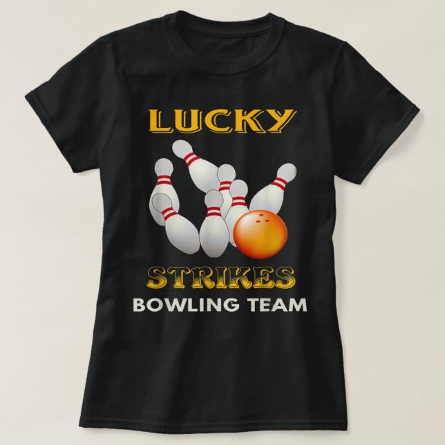 Lucky Strikes Bowling Team Retro Men Women Youth 3 T-Shirt (Design Front)
