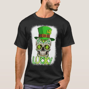Lucky Sugar Skull Leprechaun Hat St Patrick's Day  T-Shirt