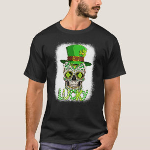Lucky Sugar Skull Leprechaun Hat St Patrick's Day T-Shirt