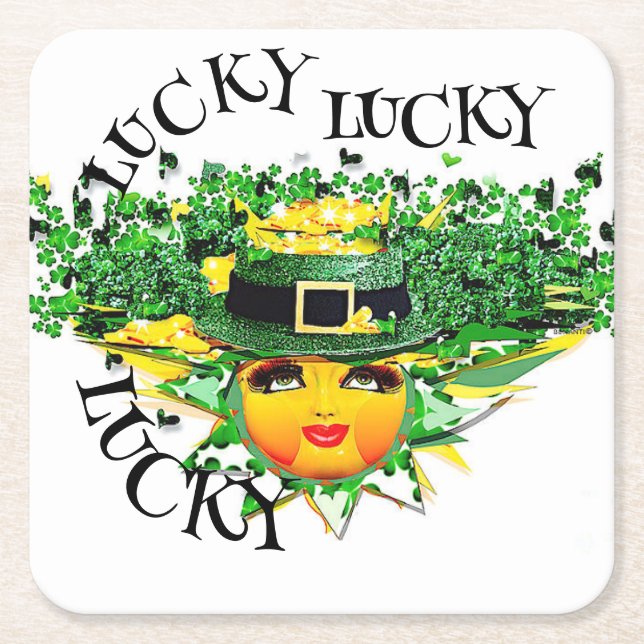 LUCKY SUN! SQUARE PAPER COASTER (Front)