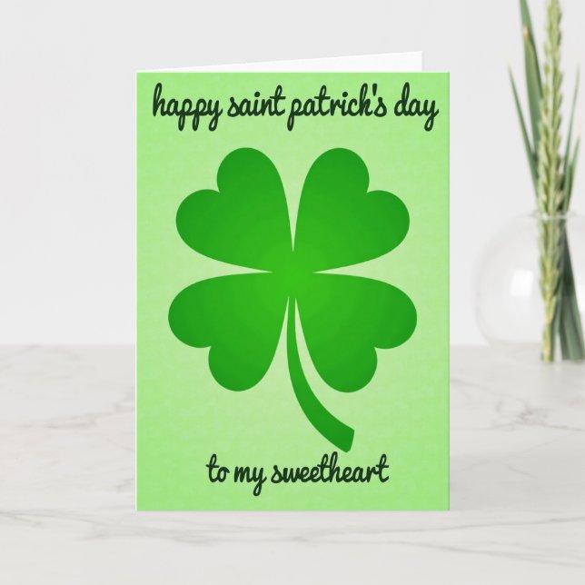 Lucky Sweetheart Saint Patricks Day Card (Front)