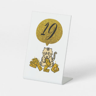 Lucky table number pedestal sign