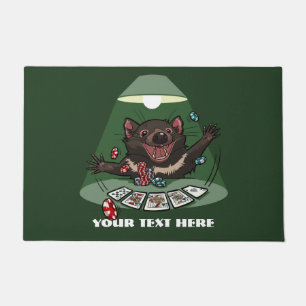 Lucky Tasmanian Devil Royal Flush Poker Cartoon Doormat