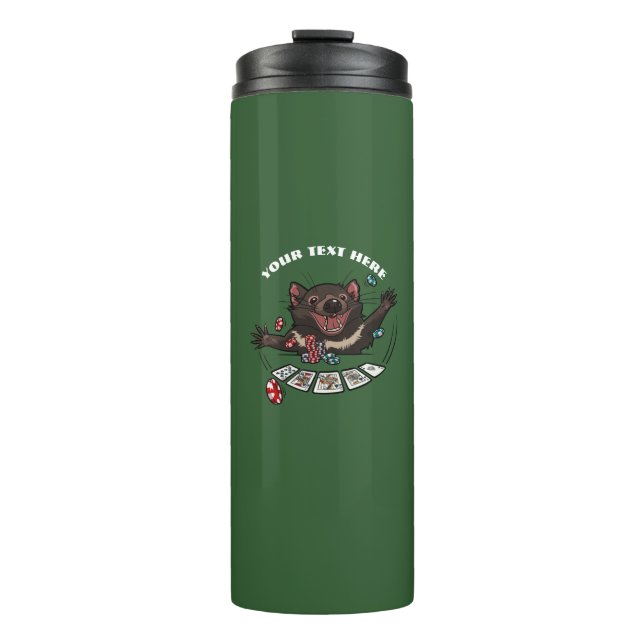 Lucky Tasmanian Devil Royal Flush Poker Cartoon Thermal Tumbler (Front)