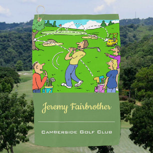 Lucky tee-off - Funny Golf Cartoon Towel