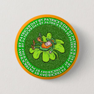 Lucky the Leprechaun 6 Cm Round Badge