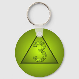 Lucky Three Green Mystic Number Triangle Key Ring
