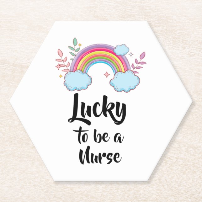 Lucky To Be A  Nurse  Paper Coaster (Front)