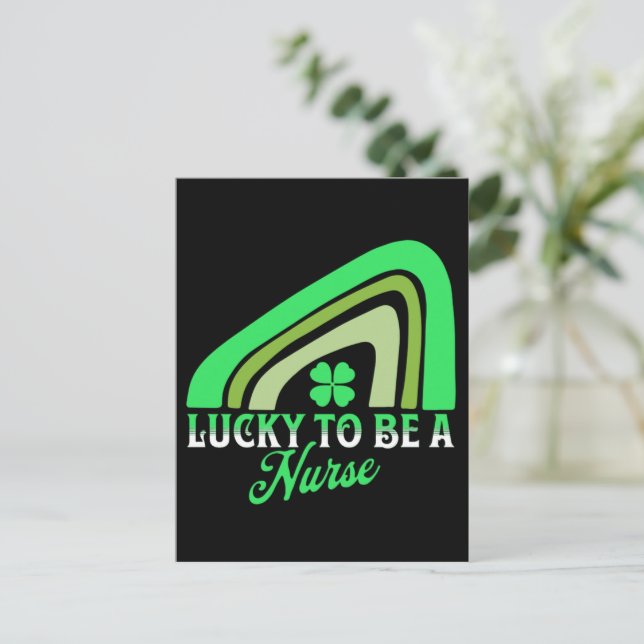 Lucky to be a Nurse | St Patrick's Day Nurse Holiday Postcard (Standing Front)