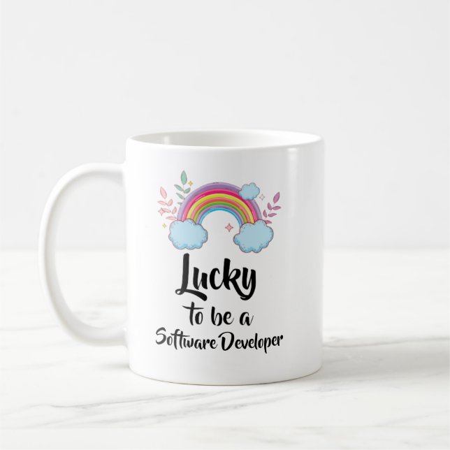 Lucky To Be A Software Developer Mug (Left)