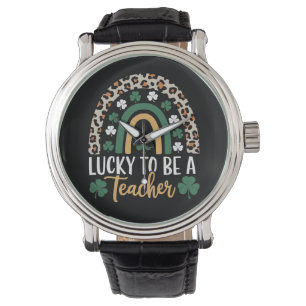 Lucky To Be A Teacher Rainbow St Patrick's Day Watch