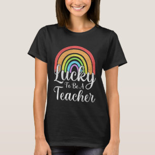 Lucky To Be A Teacher St Patricks Day Rainbow Men  T-Shirt