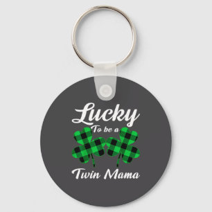 Lucky To Be A Twin Mama Iriwin Mom Funny St Patric Key Ring